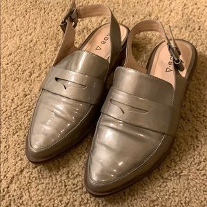 Pewter Metallic Slingback Penny Loafers